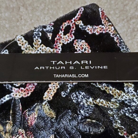 NWT Tahari Black Velvet Sequin Embroidered Knee Length Skirt Sz 10 Ornate Dressy - Picture 8 of 13